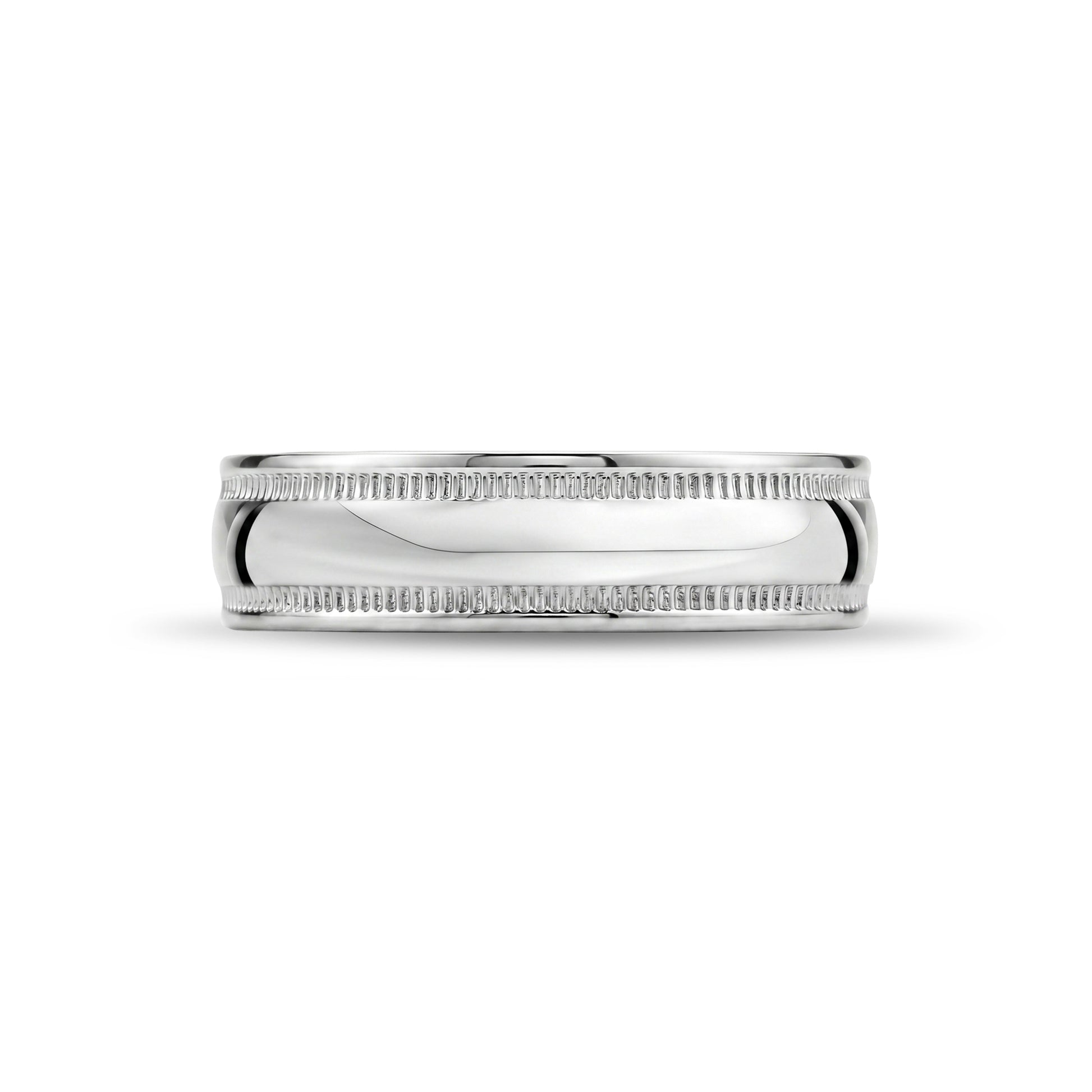 Side view of a high-quality stainless steel ring showing smooth comfort fit interior.  