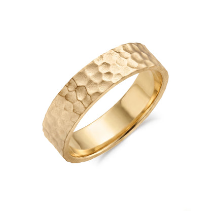 6mm Matte Hammered Wedding Band