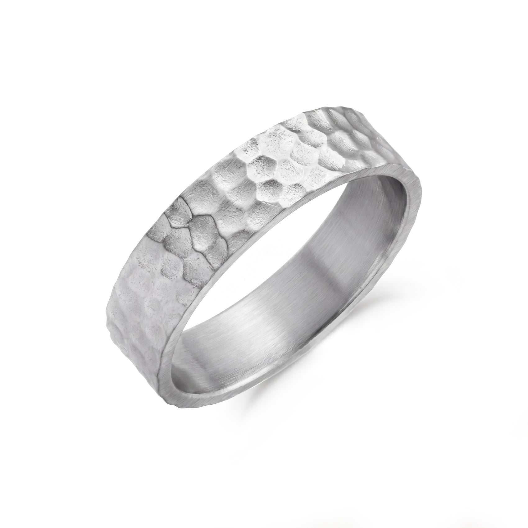 6mm Matte Hammered Wedding Band