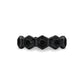 Close-up view of the hexagon links and round black cubic zirconia stones on the matte black band