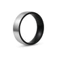 Front-facing view of the stainless steel ring highlighting the black interior and brushed silver exterior finish