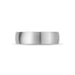 Side profile view of the 6mm brushed silver wedding band showing its uniform width and comfort fit shape