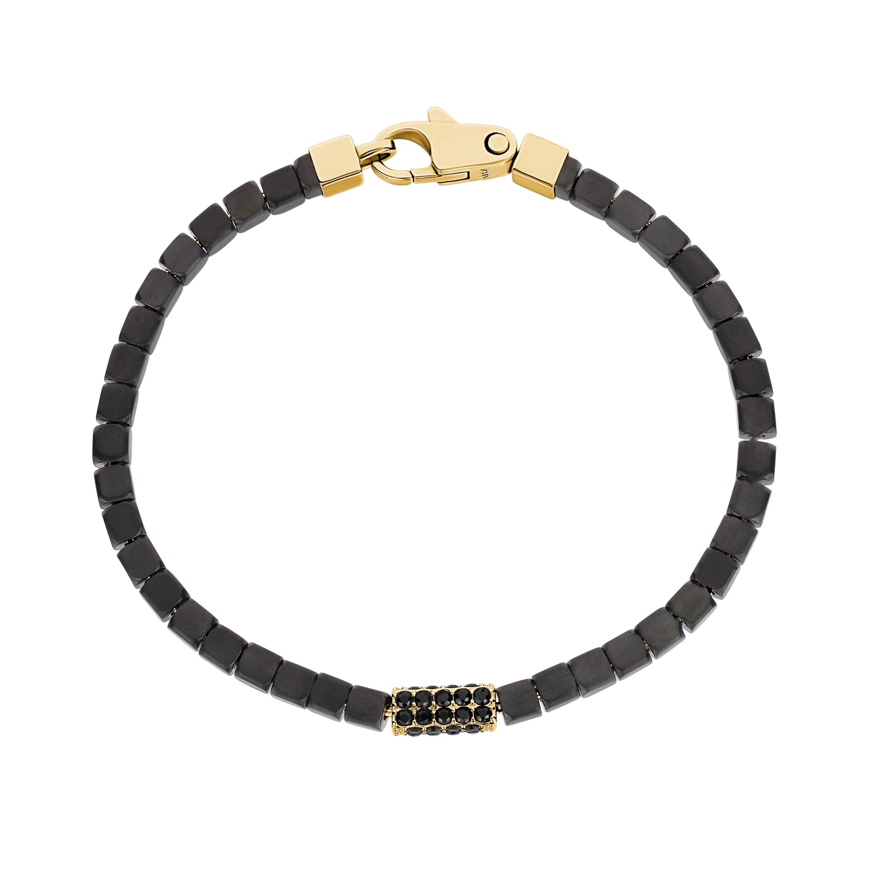 Stone-Set Antiqued Square Link Bracelet - Mens Steel Bead Bracelets - The Steel Shop
