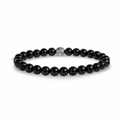 6mm Black Shiny Onyx Bead Bracelet