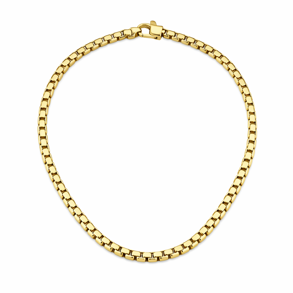Gold Essential Round Box Link Chain 5mm wide men's necklace