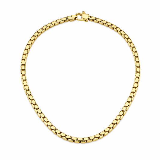 Gold Essential Round Box Link Chain 5mm wide men's necklace