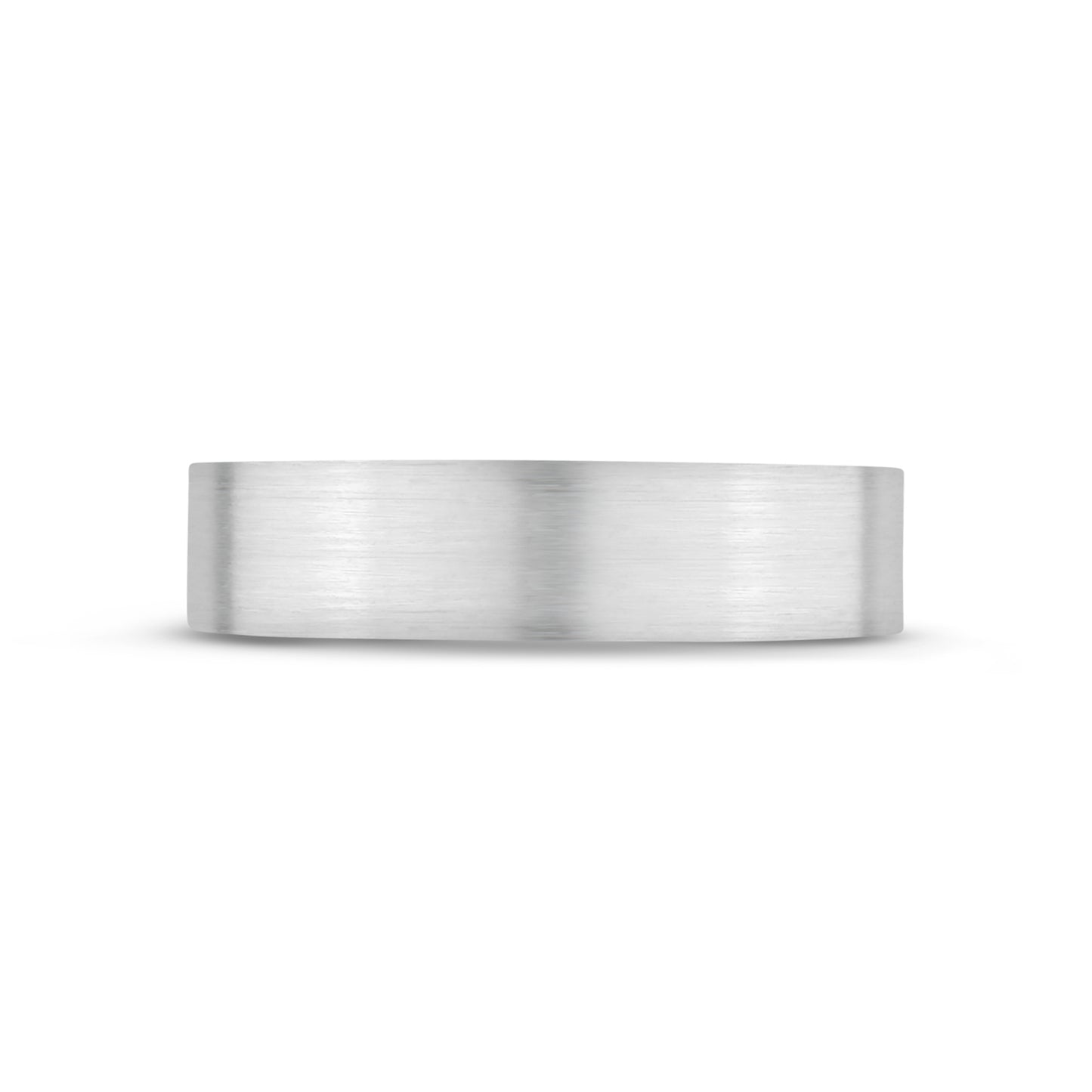 Close-up front view of 5mm flat matte stainless steel ring