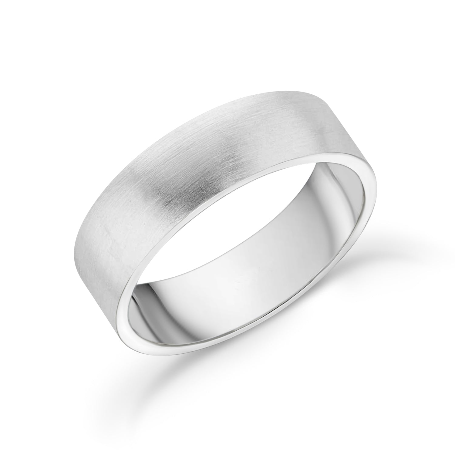 6mm flat matte finish stainless steel wedding band angled