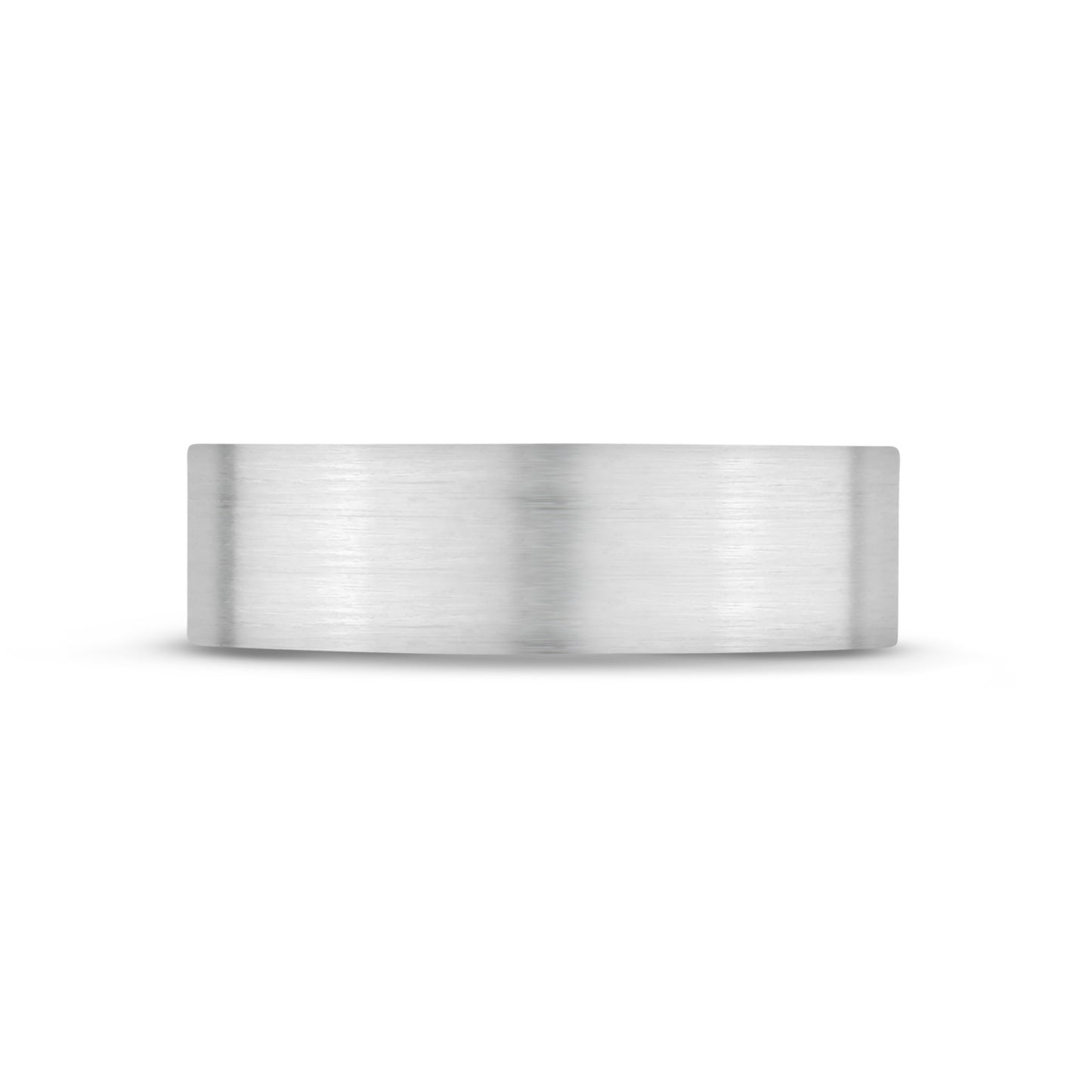 Front view of 6mm flat matte stainless steel wedding band