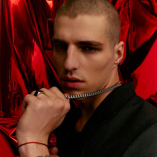 Protective Red Cord Silver Bracelet - Unisex Steel Bracelet - The Steel Shop