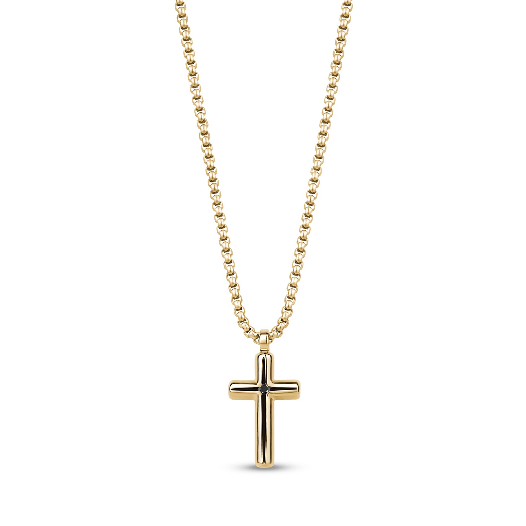 Black Stone Reversible Cross - Men Pendant - The Steel Shop