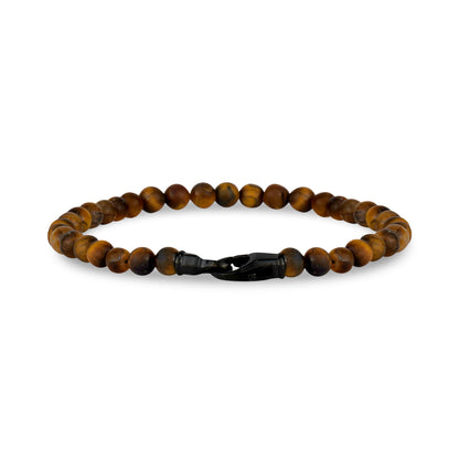 4mm Steel Clasp Matte Brown Bead Bracelet - Mens Steel Bead Bracelets - The Steel Shop