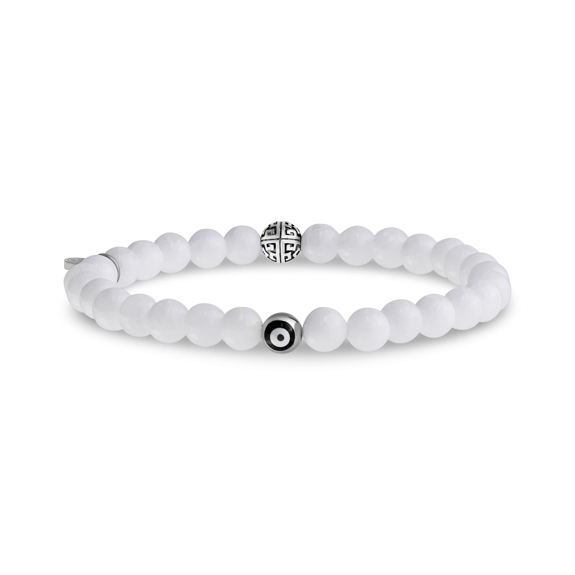 Evil Eye 6mm White Jade Protection Bead Bracelet – The Steel Shop