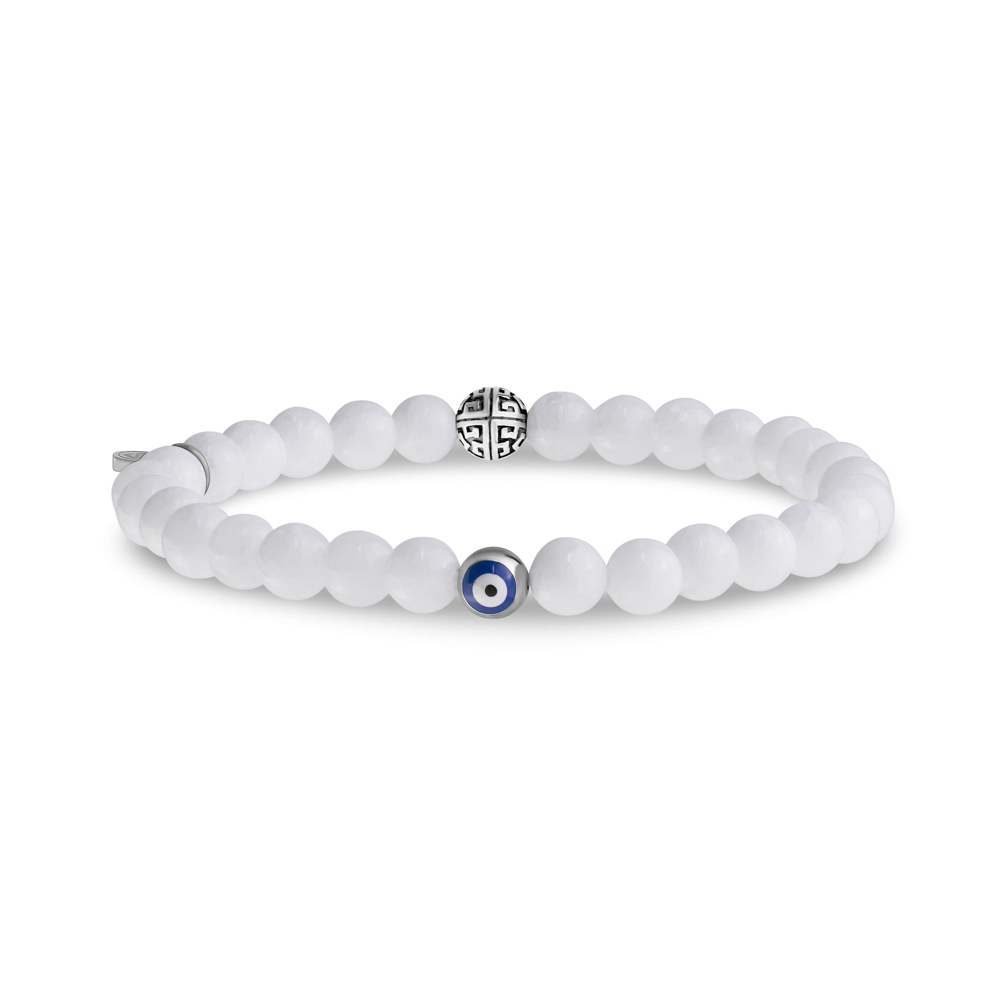 Evil Eye 6mm White Jade Protection Bead Bracelet – The Steel Shop