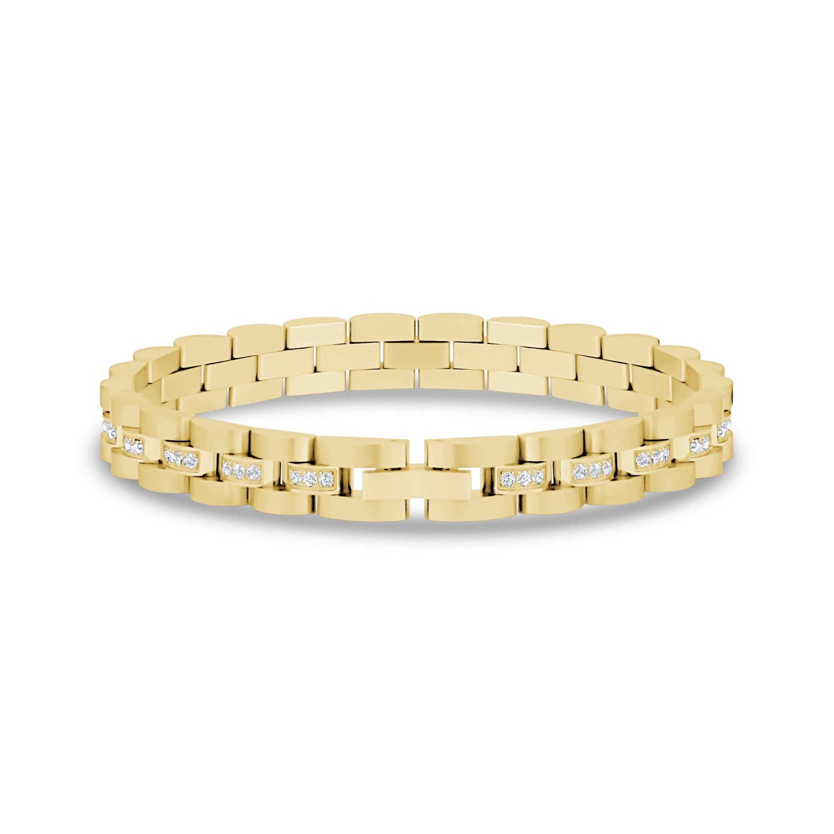 Stone-Set Watch Link Bracelet | 8MM - Mens Steel Bracelets - The Steel Shop