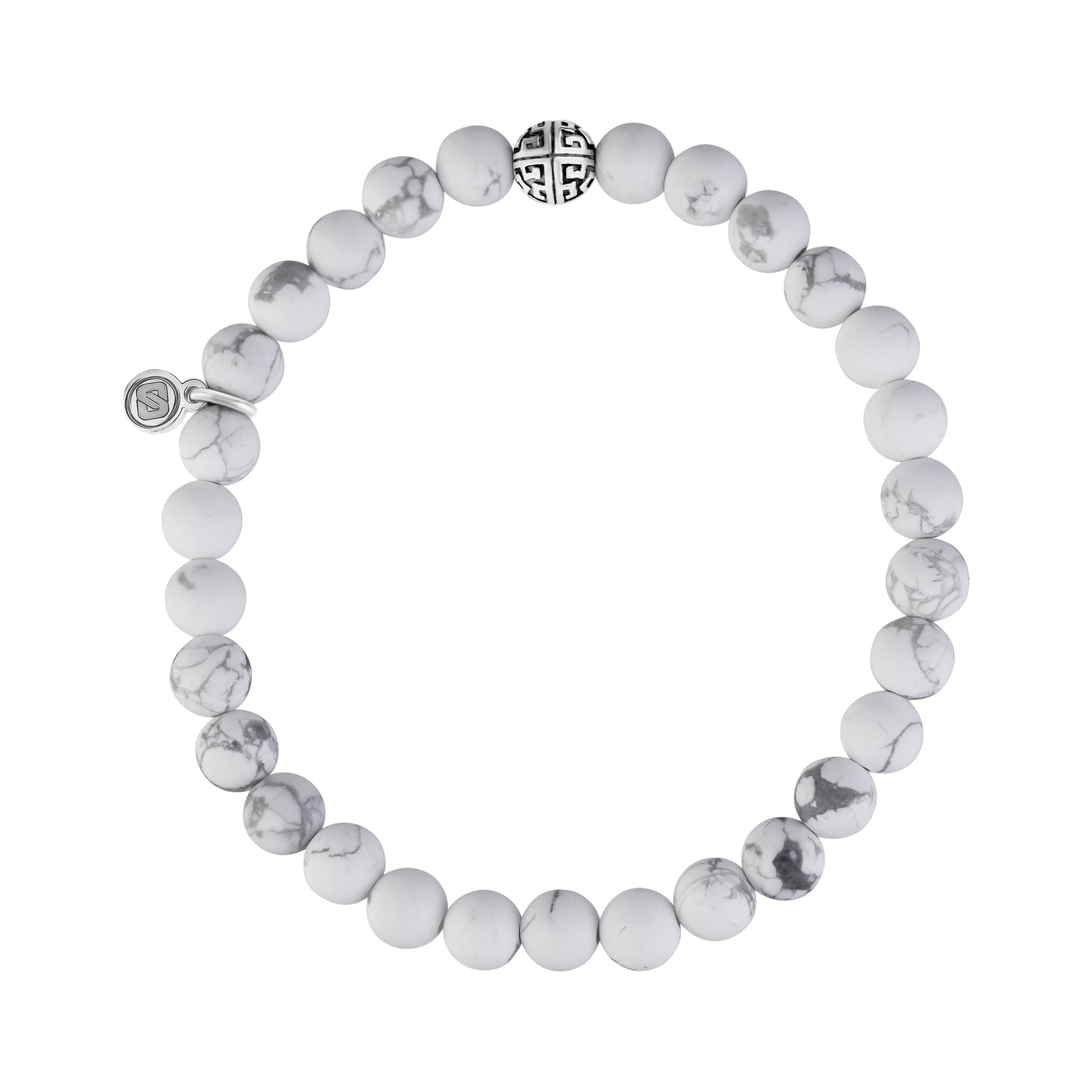 6mm Matte White Howlite Bead Bracelet - Unisex Bead Bracelet - The Steel Shop