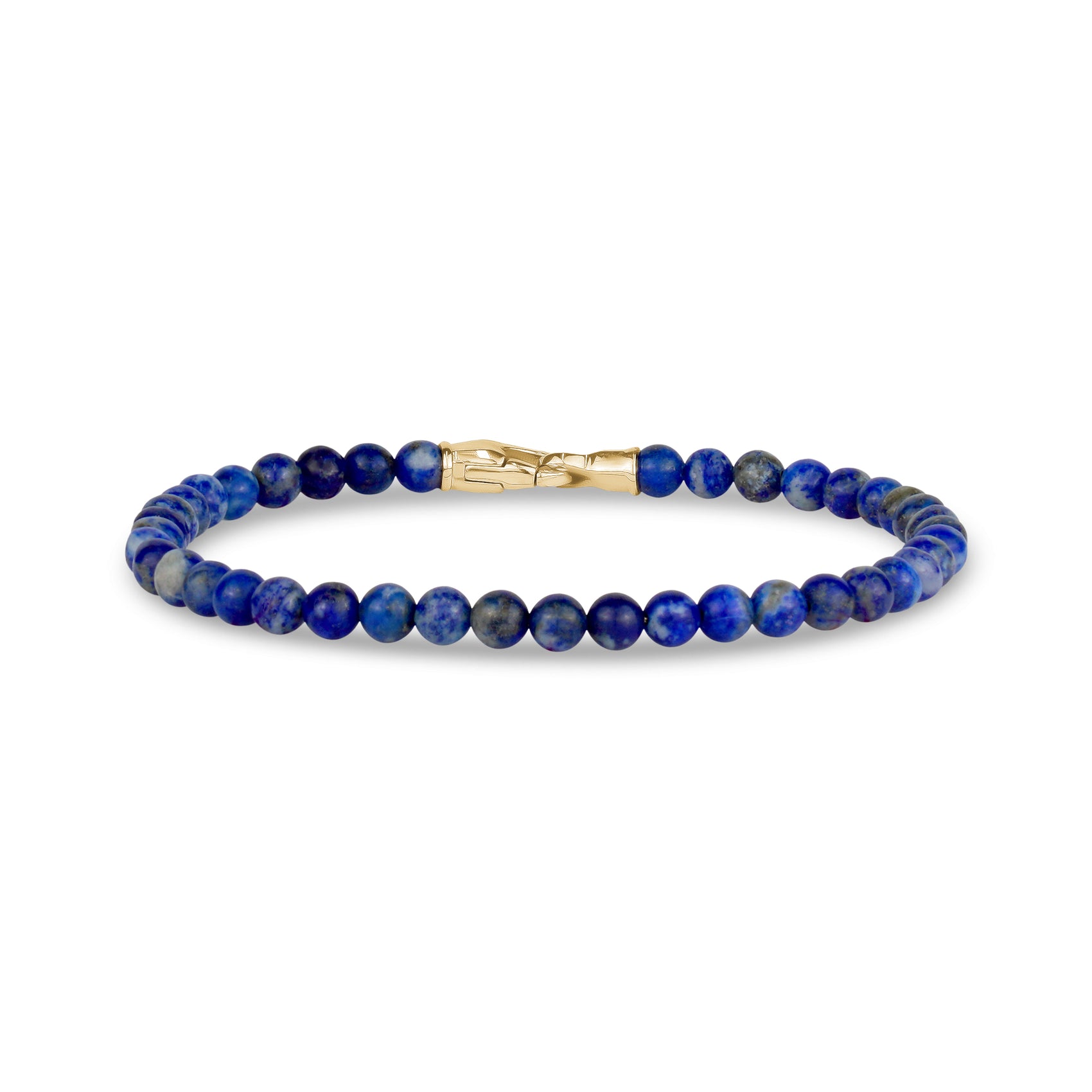 4mm Gold Clasp Lapis Lazuli Bead Bracelet - Mens Steel Bead Bracelets - The Steel Shop