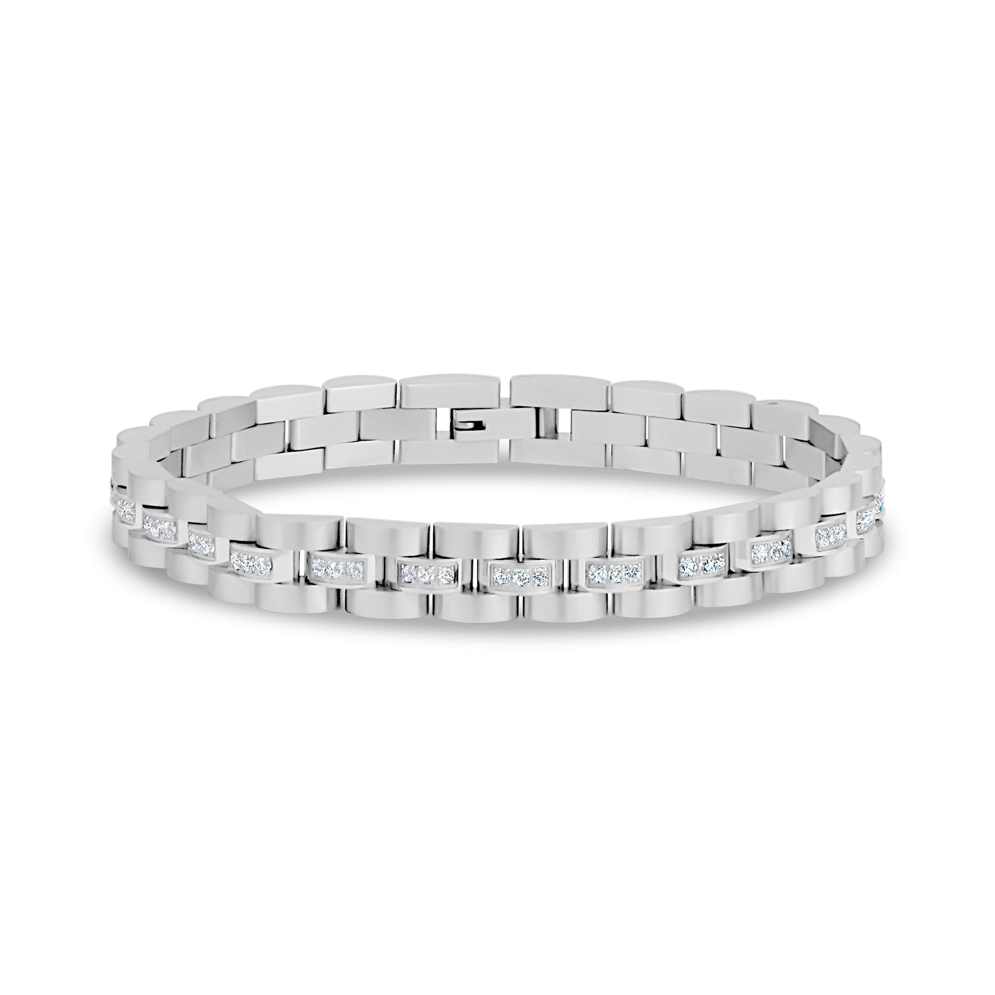 アクセサリー The standard bracelet M 8mm Stone Set Stainless Steel Watch Link Bracelet – The Steel Shop