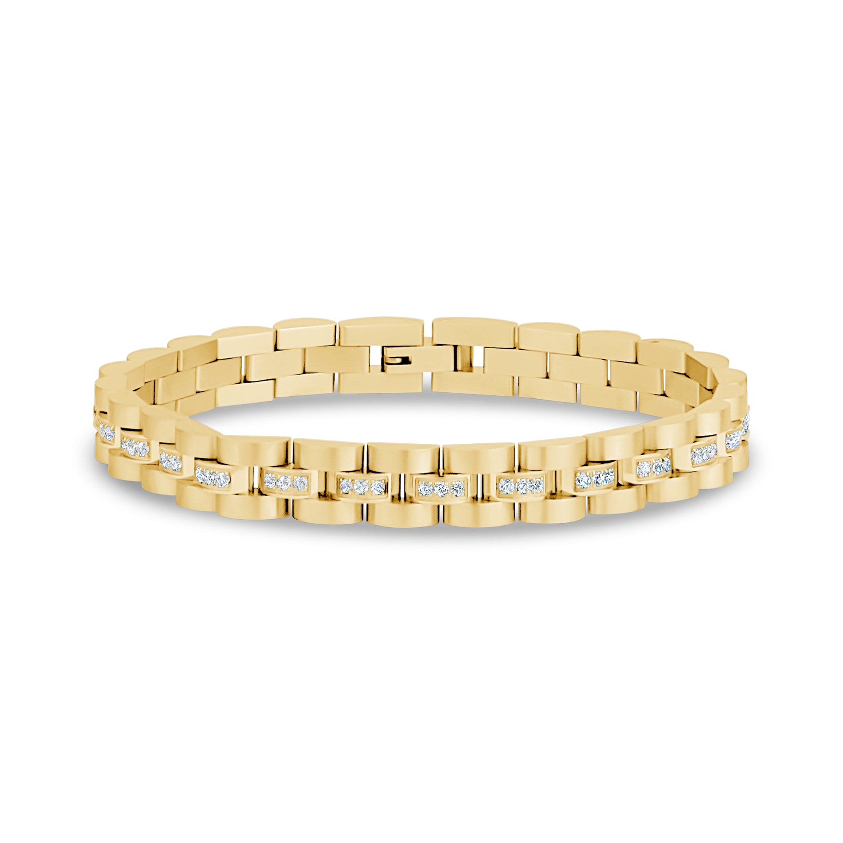 Stone-Set Watch Link Bracelet | 8MM - Mens Steel Bracelets - The Steel Shop