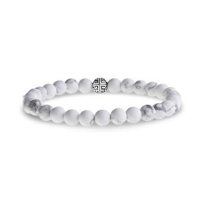 6mm Matte White Howlite Bead Bracelet - Unisex Bead Bracelet - The Steel Shop