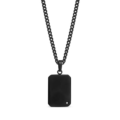 Lab Grown Diamond Dog Tag - Men Pendant - The Steel Shop