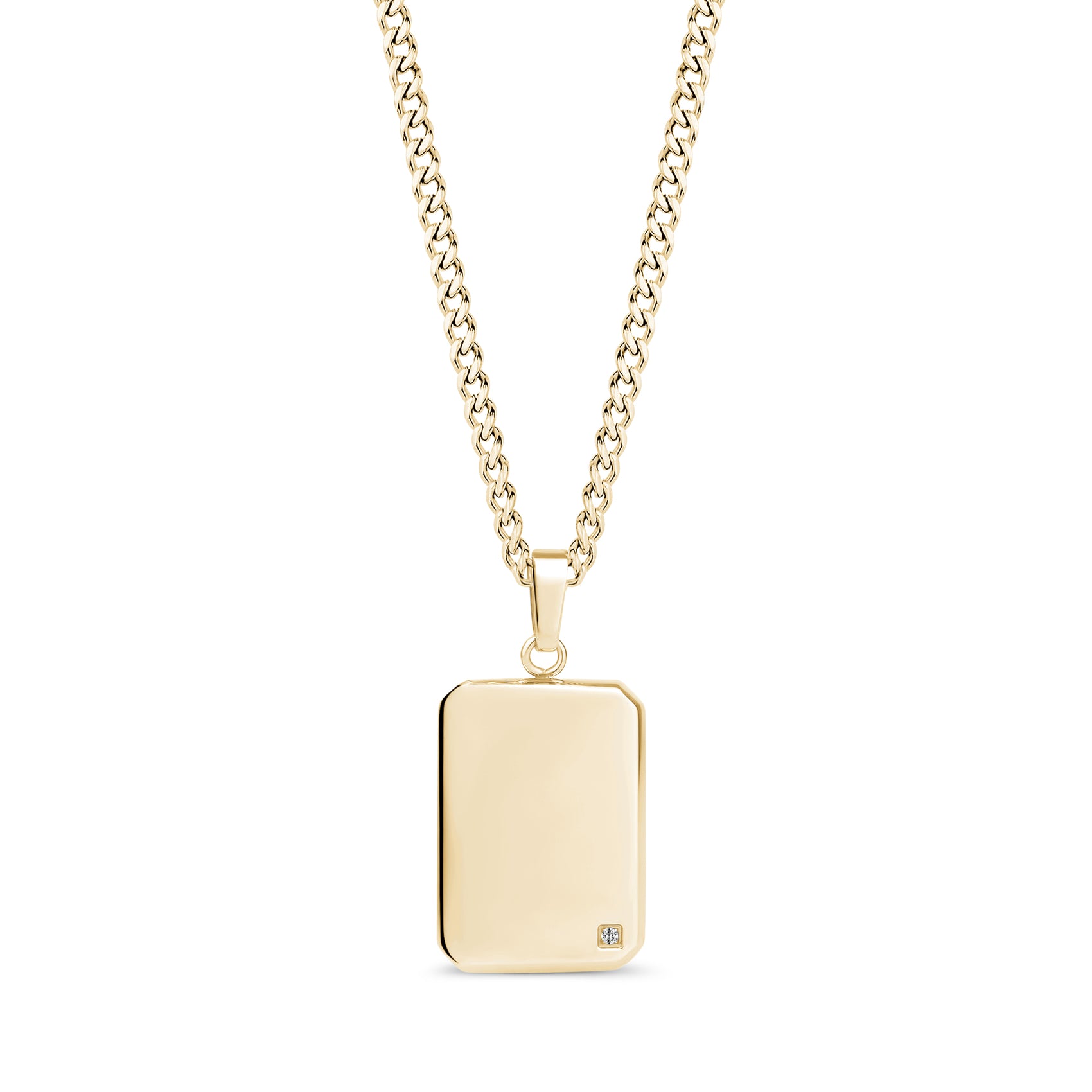 Lab Grown Diamond Dog Tag - Men Pendant - The Steel Shop