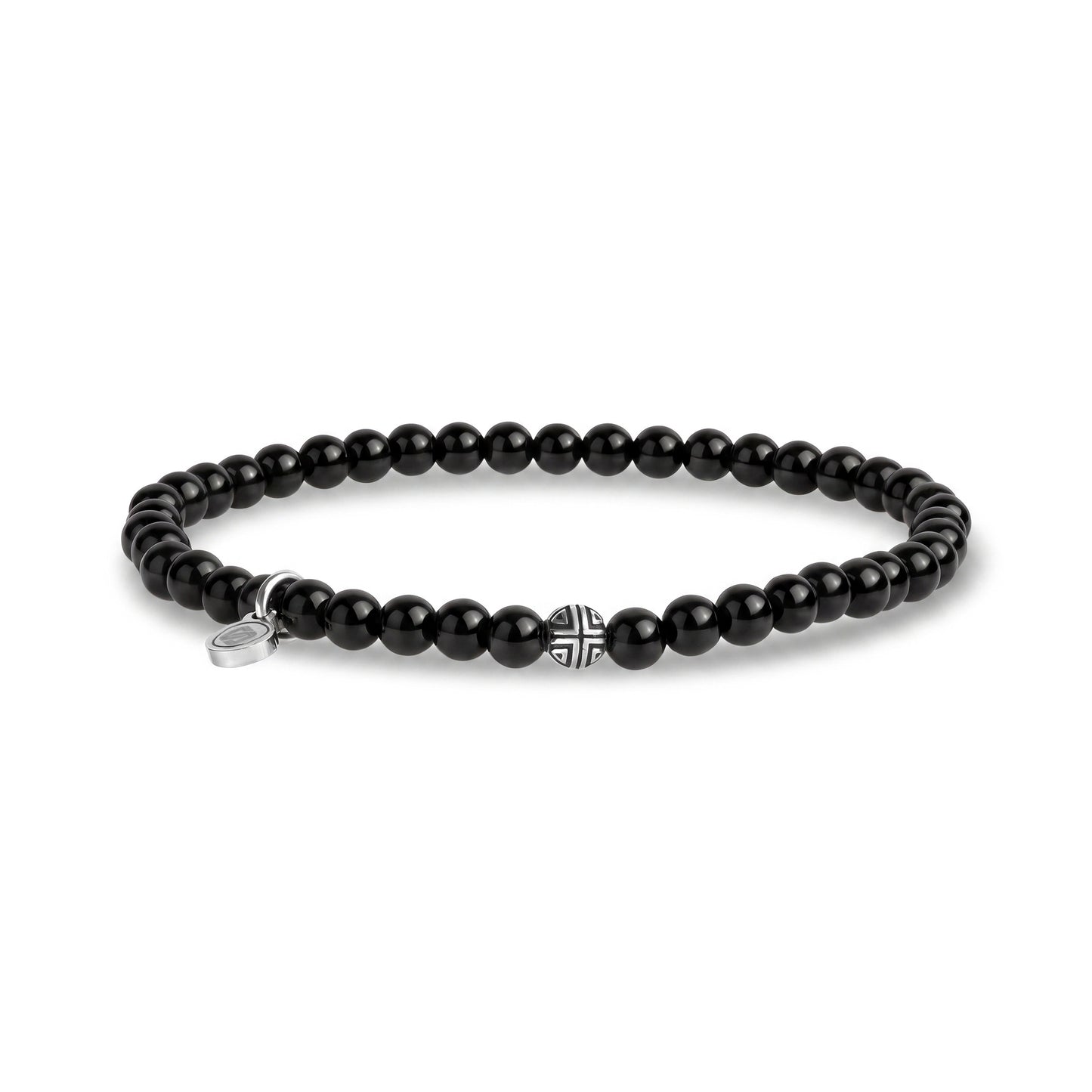 4mm Black Shiny Onyx Bead Bracelet