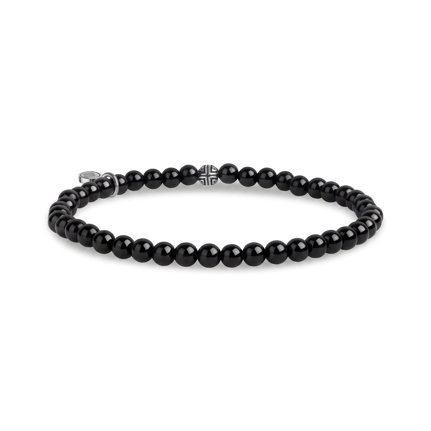 4mm Black Shiny Onyx Bead Bracelet