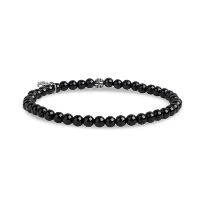 4mm Black Shiny Onyx Bead Bracelet