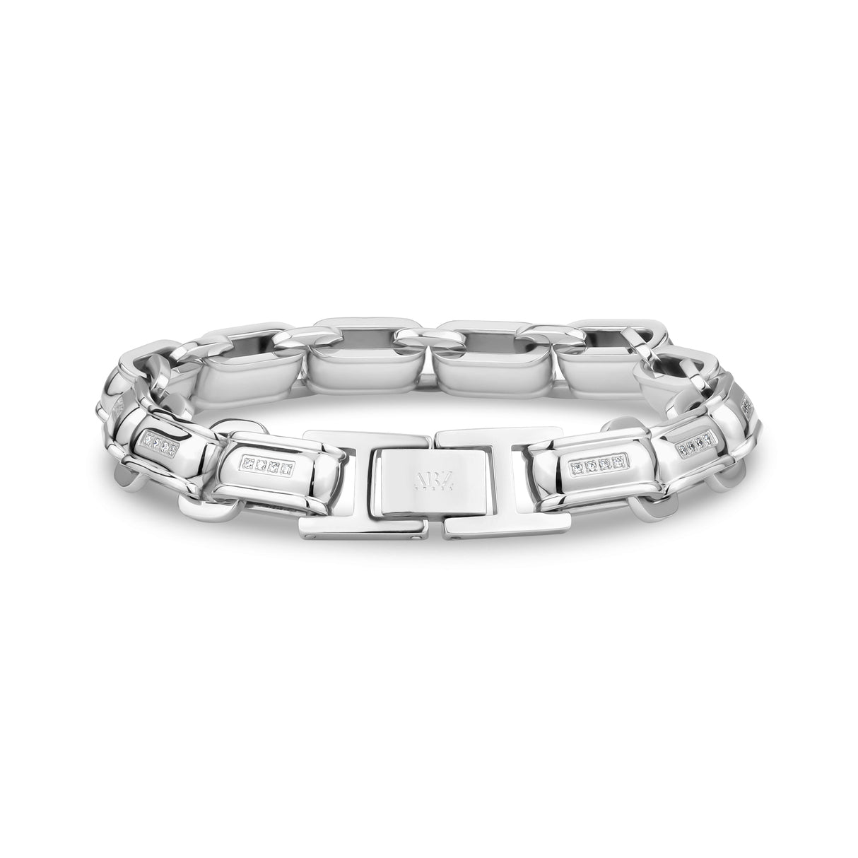 Stone-Set Link Bracelet - Mens Steel Bracelets - The Steel Shop
