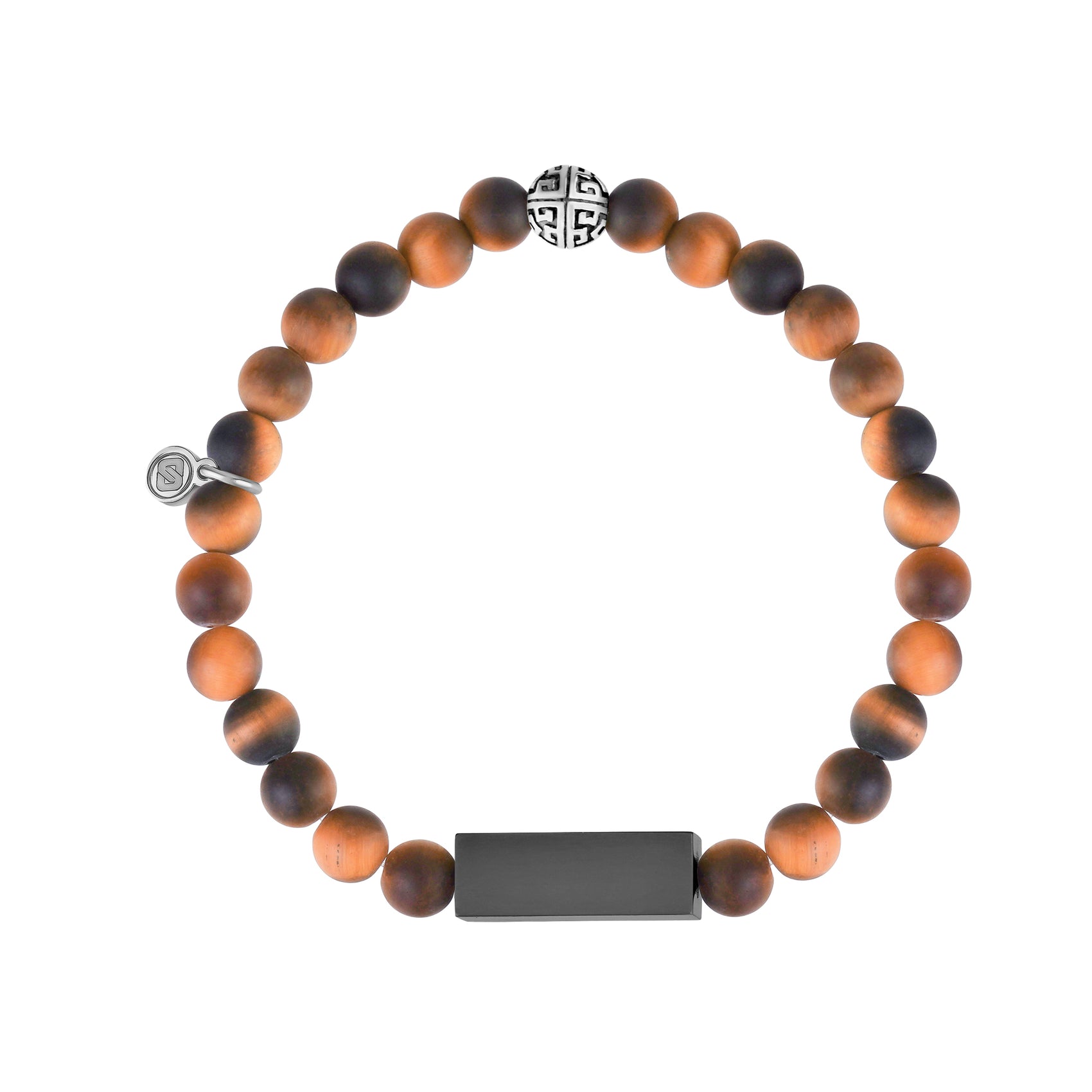 6mm Matte Tiger Eye Rectangle Bead Bracelet - Unisex Bead Bracelet - The Steel Shop