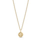 Gold stainless steel Jerusalem Cross pendant necklace with round engravable medallion on 2mm Cuban link chain