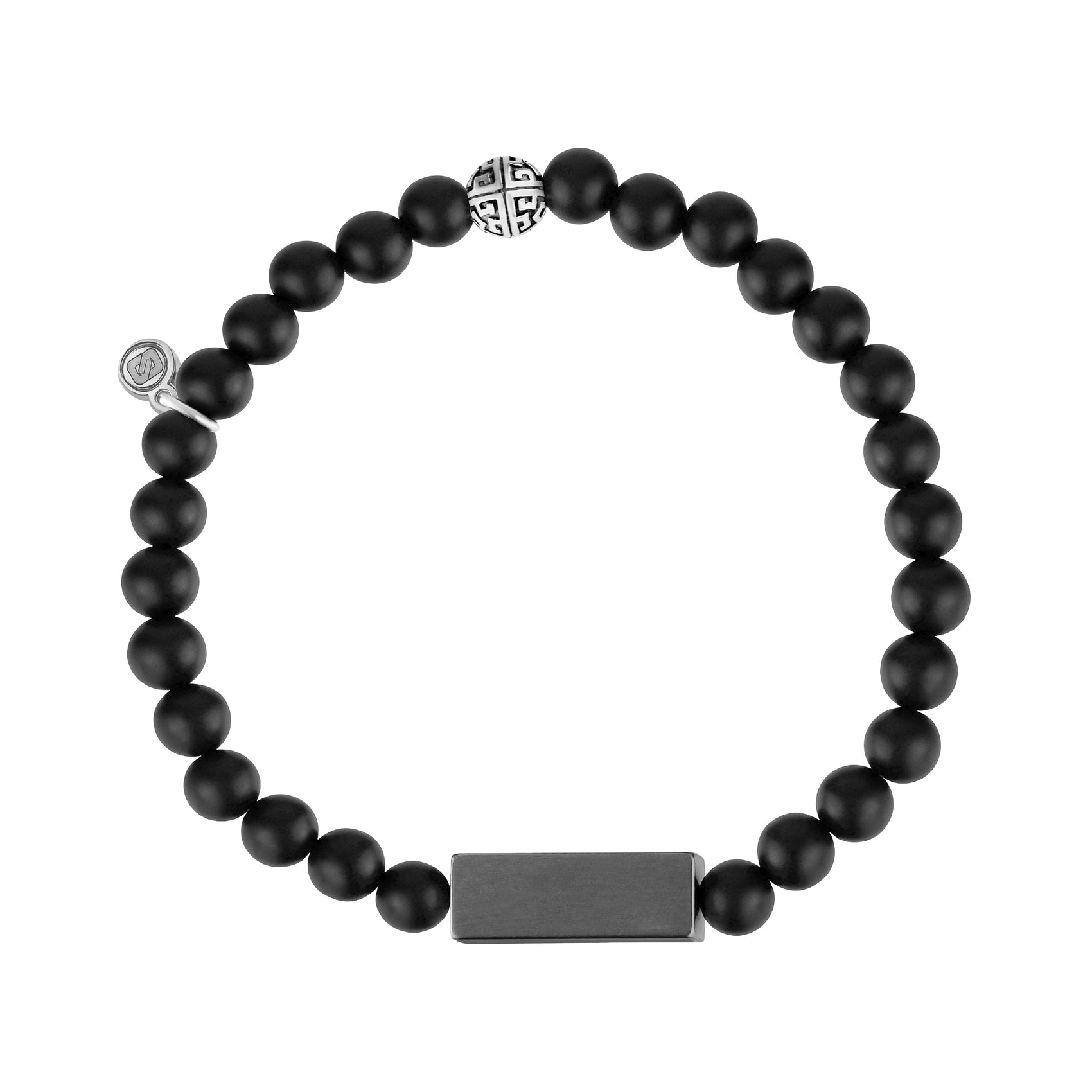 6mm Matte Black Rectangle Bead Bracelet - Unisex Bead Bracelet - The Steel Shop