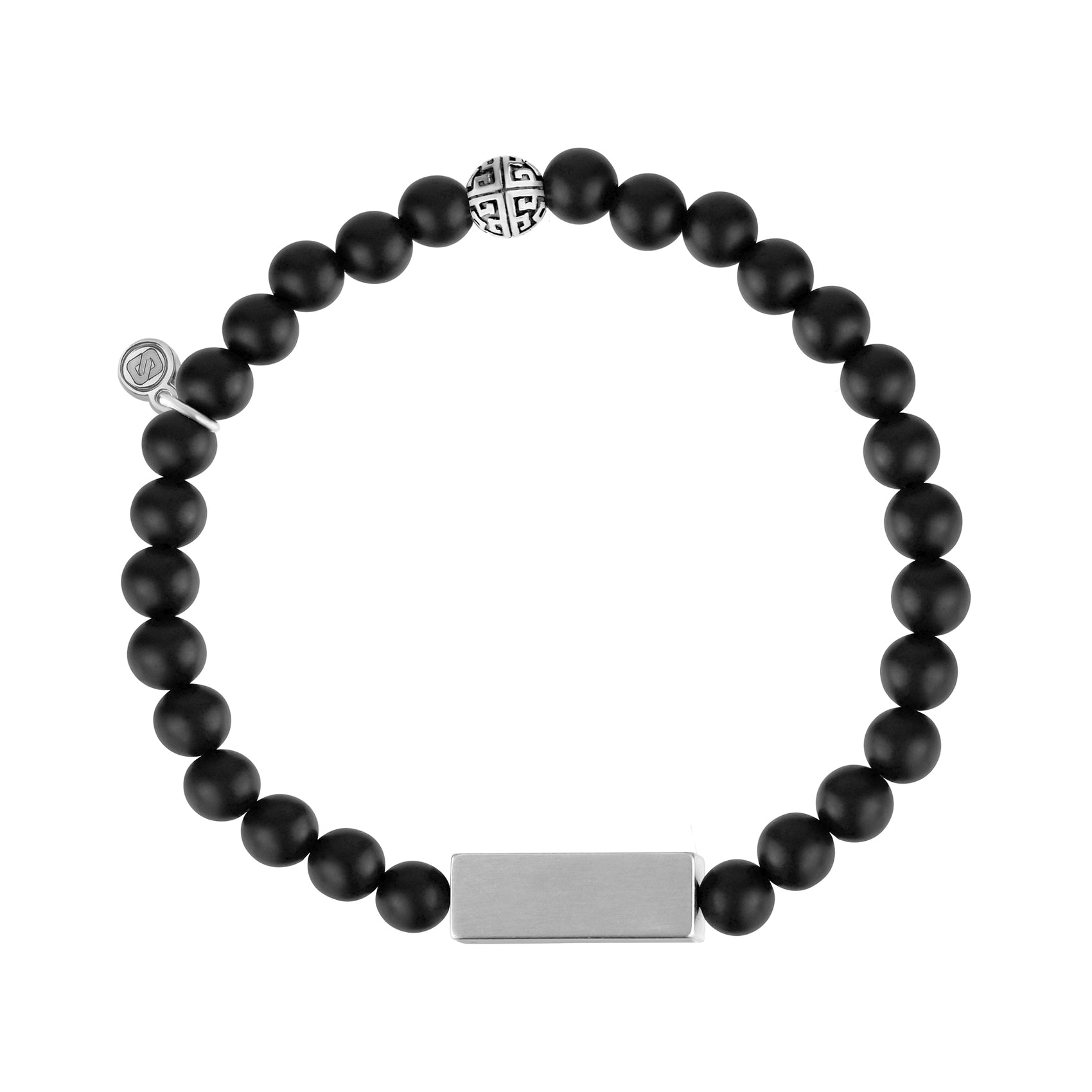 6mm Matte Black Rectangle Bead Bracelet - Unisex Bead Bracelet - The Steel Shop