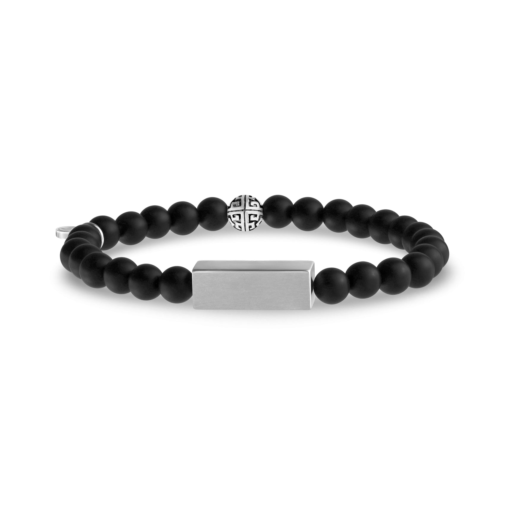 6mm Matte Black Rectangle Bead Bracelet - Unisex Bead Bracelet - The Steel Shop