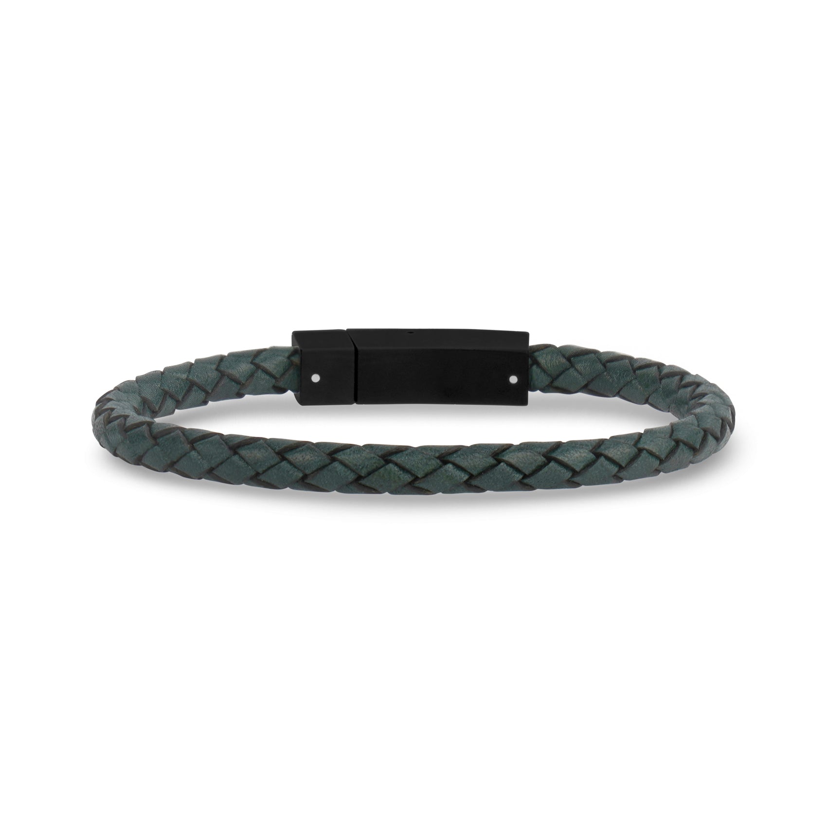 Green Leather Bracelet | 6MM - Mens Steel Leather Bracelets - The Steel Shop