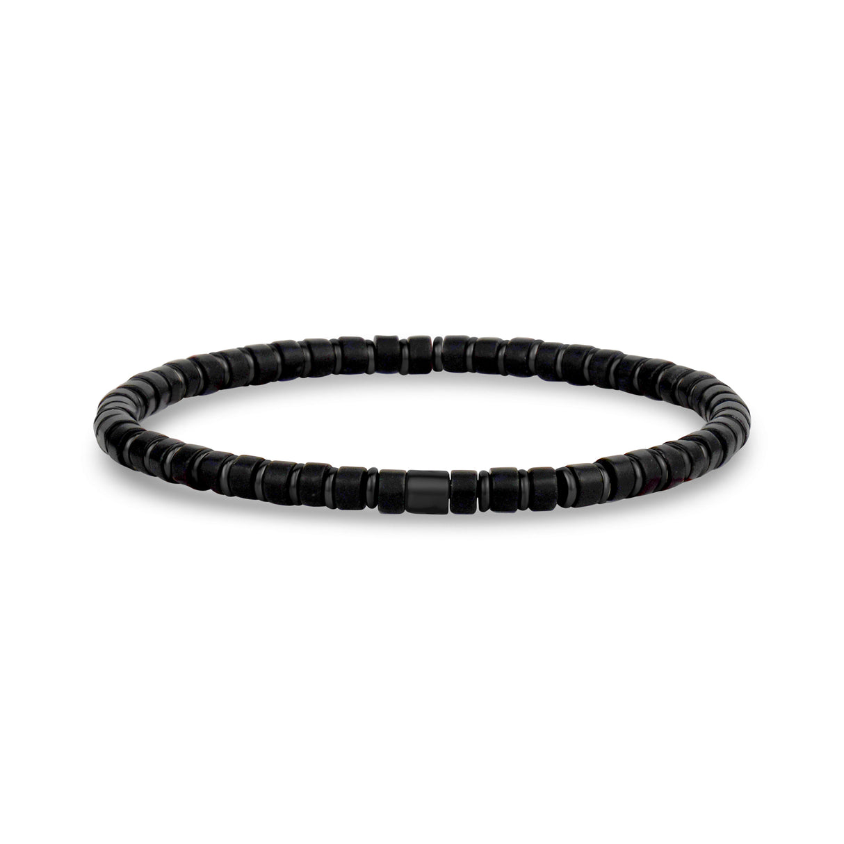 Black and Hematite Bead Bracelet - Mens Steel Bead Bracelets - The Steel Shop