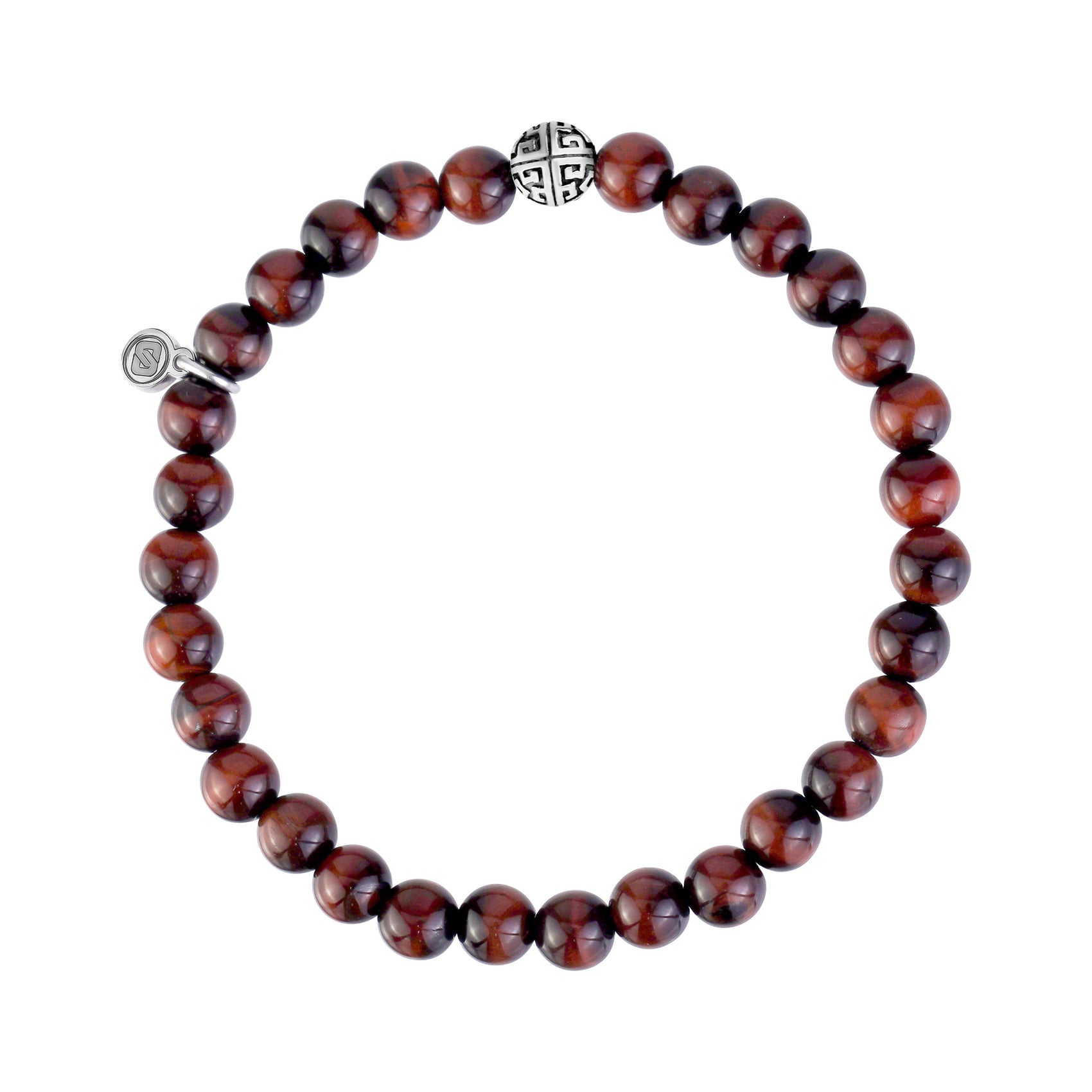 6mm Red Tiger Eye Bead Bracelet - Unisex Bead Bracelet - The Steel Shop