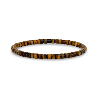 Brown and Hematite Bead Bracelet - Mens Steel Bead Bracelets - The Steel Shop