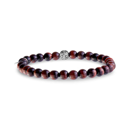 6mm Red Tiger Eye Bead Bracelet - Unisex Bead Bracelet - The Steel Shop