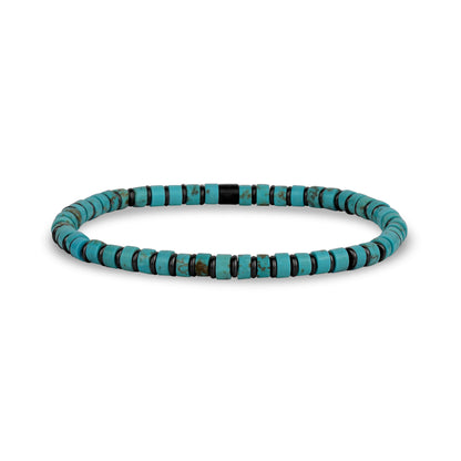 Turquoise and Hematite Bead Bracelet - Mens Steel Bead Bracelets - The Steel Shop