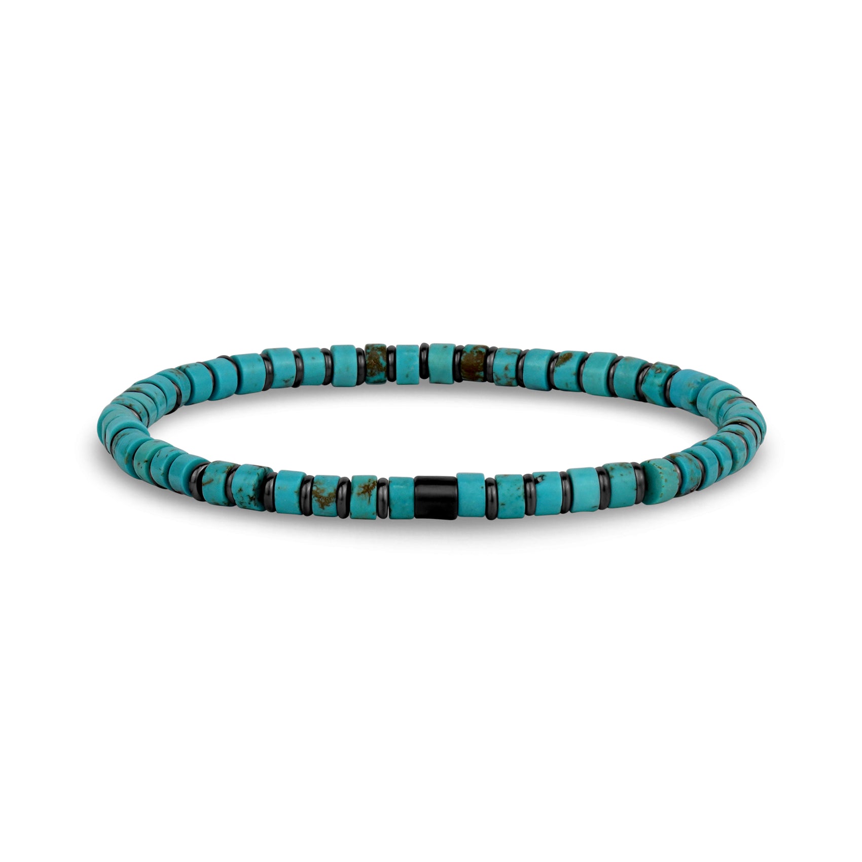 Turquoise and Hematite Bead Bracelet - Mens Steel Bead Bracelets - The Steel Shop