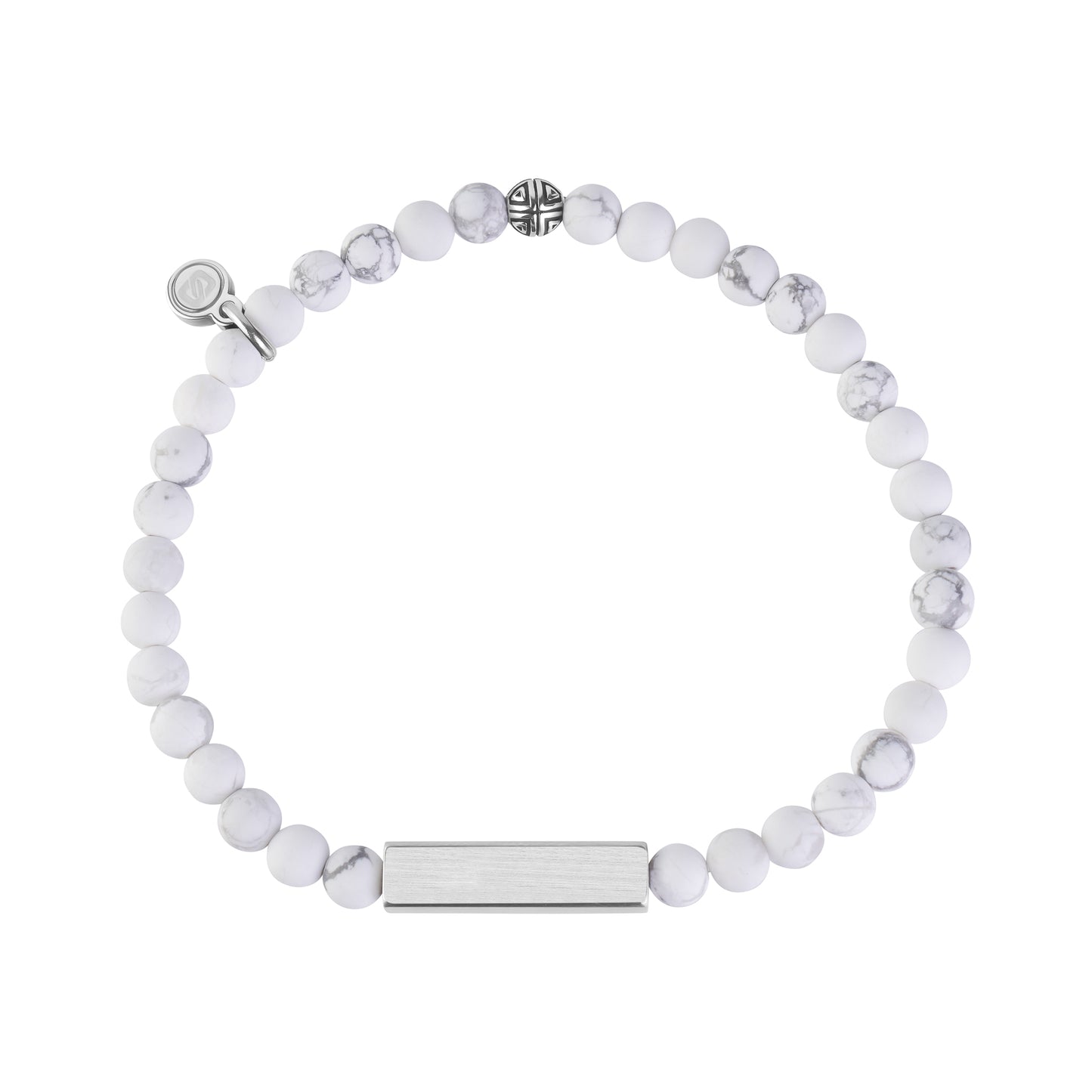 Rectangle Matte White Bead Bracelet | 4MM
