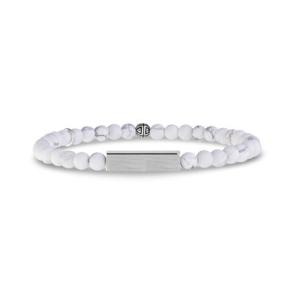 Rectangle Matte White Bead Bracelet | 4MM
