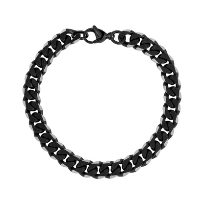 Matte Two Tone Cuban Link Bracelet - Mens Steel Bracelets - The Steel Shop