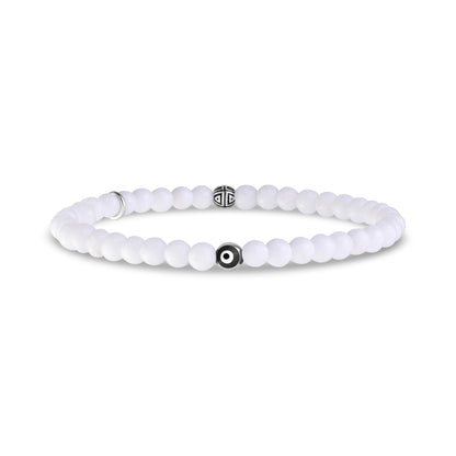 Evil Eye White Jade Protection Bead Bracelet | 4MM - Unisex Bead Bracelet - The Steel Shop