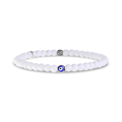 Evil Eye White Jade Protection Bead Bracelet | 4MM - Unisex Bead Bracelet - The Steel Shop