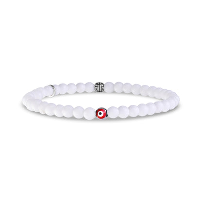 Evil Eye White Jade Protection Bead Bracelet | 4MM - Unisex Bead Bracelet - The Steel Shop