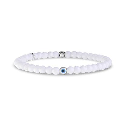 Evil Eye White Jade Protection Bead Bracelet | 4MM - Unisex Bead Bracelet - The Steel Shop