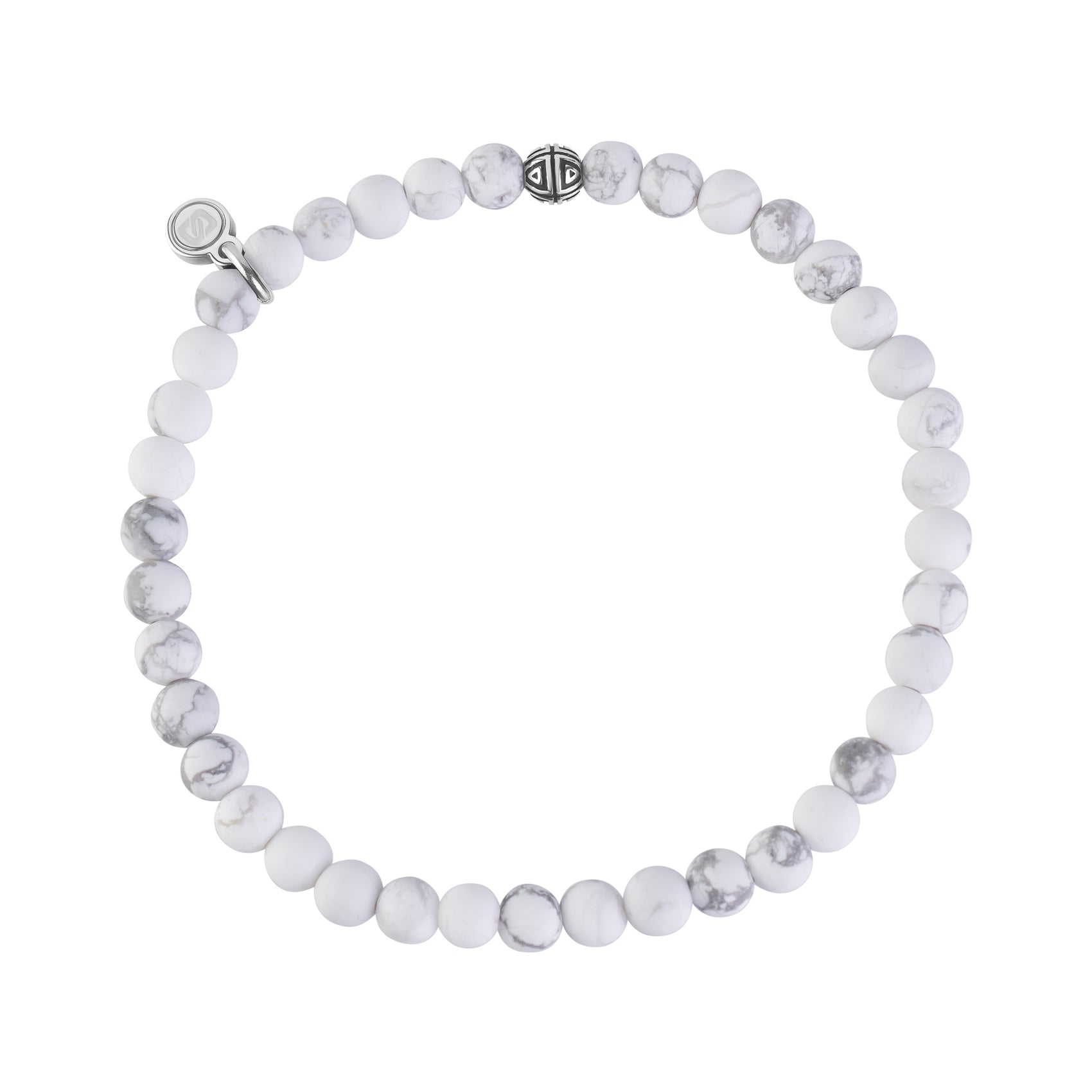 4mm Matte White Howlite Bead Bracelet - Unisex Bead Bracelet - The Steel Shop